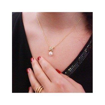 Collier Chris Pearl - Doré et Cristal