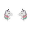 Boucles d'oreilles tête de licorne émail coloré Argent 925 Rhodié - vue V1