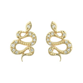 Boucles d'oreilles serpent serti d'oxydes de zirconium Plaqué OR 750 3 microns