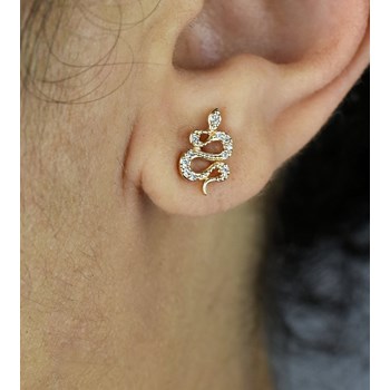 Boucles d'oreilles serpent serti d'oxydes de zirconium Plaqué OR 750 3 microns