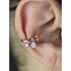Clip d'oreille earcuff 3 oxydes de zirconium pendants Plaqué OR 750 3 microns - vue V2