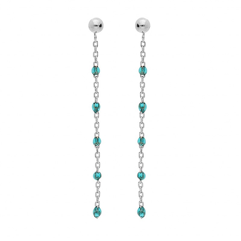 Boucles d'oreilles argent - Olives bleues