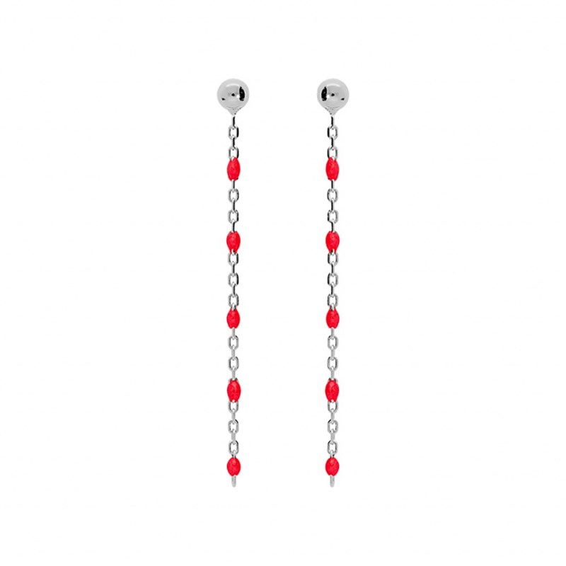 Boucles d'oreilles argent - Olives rouges