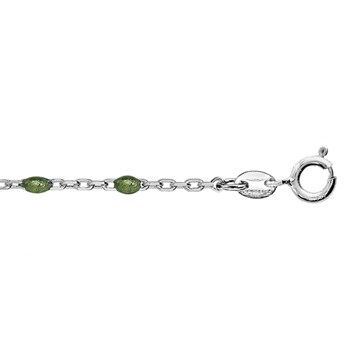 Chaine de cheville argent - Olives vertes