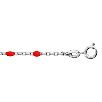 Chaine de cheville argent - Olives rouges