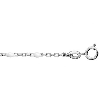 Chaine de cheville argent - Olives blanches