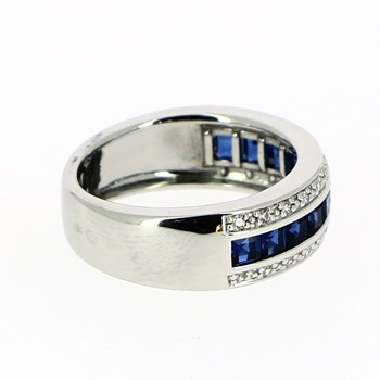 Bague Saphirs princesses et diamants - Or gris