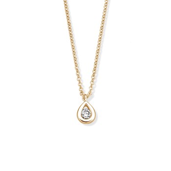 Collier Brillaxis solitaire goutte or diamant 0.100