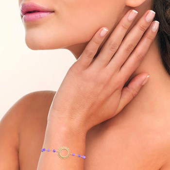 Bracelet Brillaxis motif soleil et améthystes 17.5cm