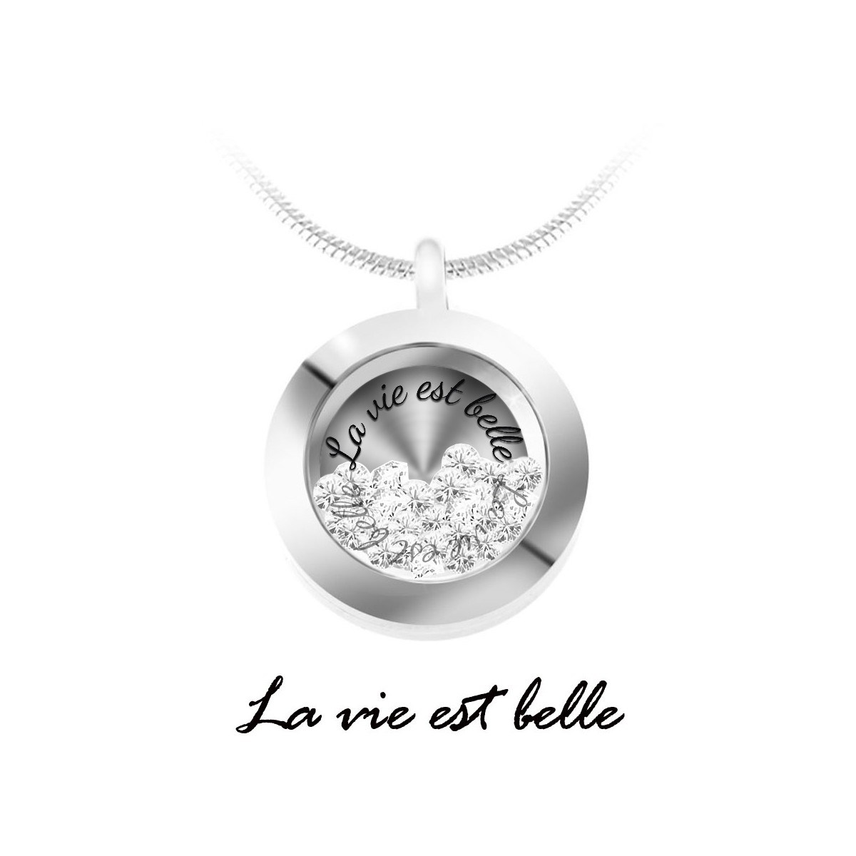 Collier La vie est belle orné de Cristaux scintillants SC Crystal - vue 3