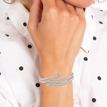 SC Crystal snake bracelet set with two genuine black diamonds