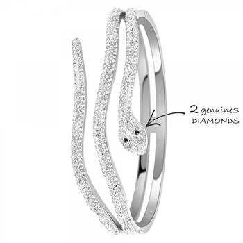 SC Crystal snake bracelet set with two genuine black diamonds