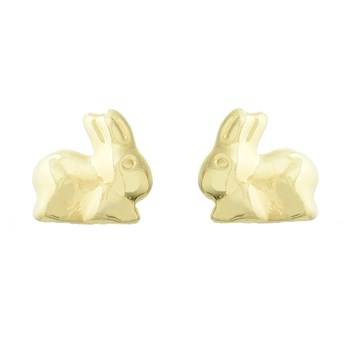 Boucles d'oreilles petit lapin Plaqué OR 750 3 microns