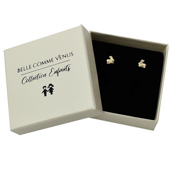 Boucles d'oreilles petit lapin Plaqué OR 750 3 microns