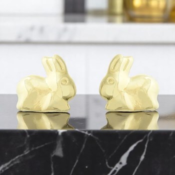 Boucles d'oreilles petit lapin Plaqué OR 750 3 microns