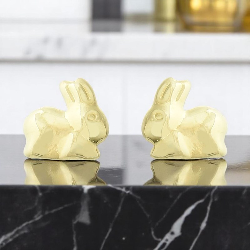 Boucles d'oreilles petit lapin Plaqué OR 750 3 microns - vue 4