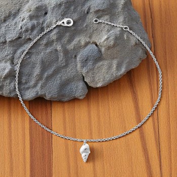 Silver 925 Rhodium shell ankle chain pendant