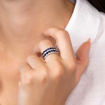 Bague 'Violaine' Or blanc et Saphir