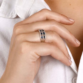 Bague 'Éliane' Or blanc et Saphir