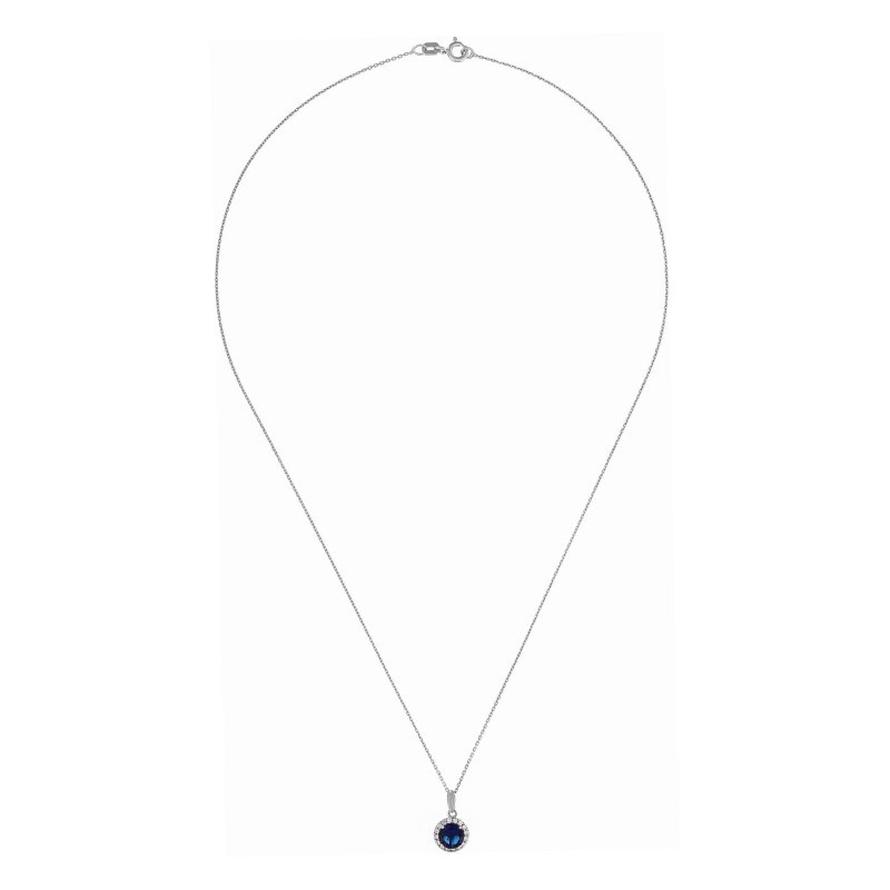 Pendentif Or Blanc et oxydes de zirconium 'Bleu merveilleux' + chaîne argent offerte - vue 4
