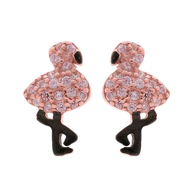 Boucles d'oreilles Flamant rose - Argent