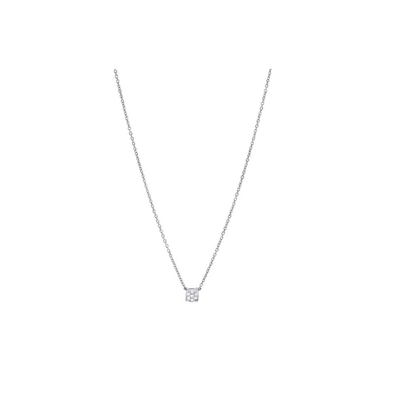 Collier diamants pastillés 0.04CT - Or gris 9 carats