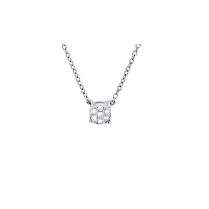 Collier diamants pastillés 0.04CT - Or gris 9 carats - vue 2