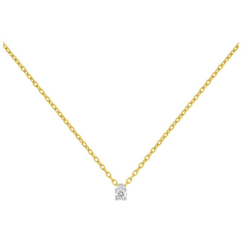 Collier diamant 0.07CT - Or jaune 9 carats