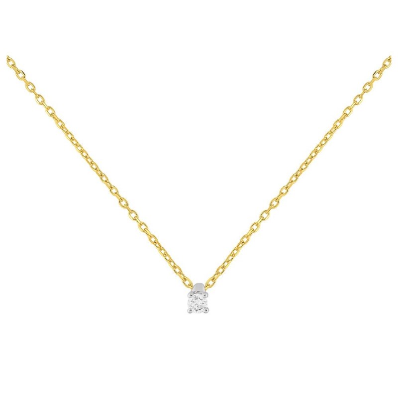 Collier diamant 0.04CT - Or jaune 9 carats