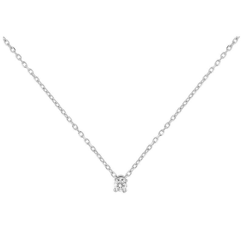 Collier diamant 0.10CT - Or gris 9 carats