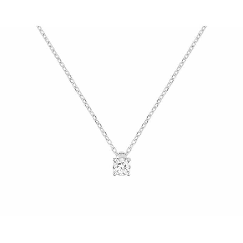 Collier diamant 0.15CT - Or gris 9 carats