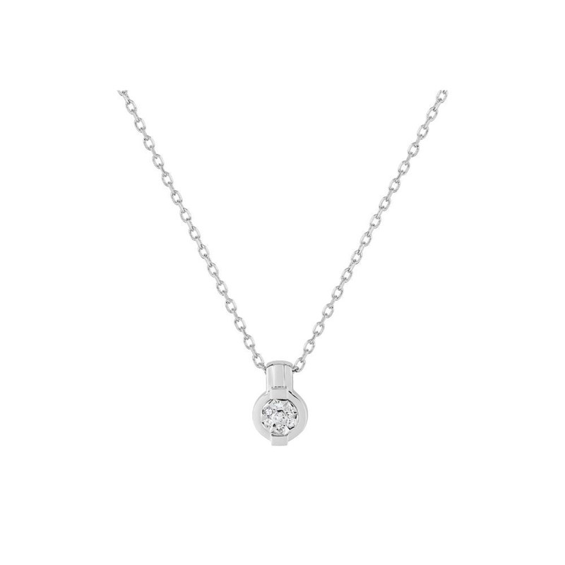 Collier diamants pastillés 0.03CT - Or gris 9 carats