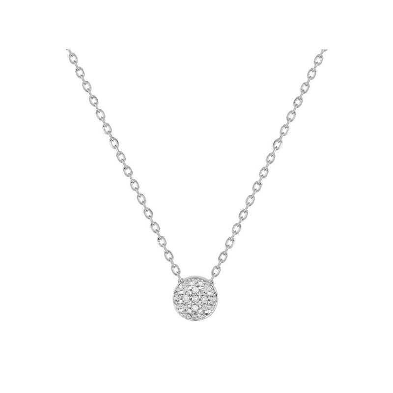 Collier diamants pastillés 0.02CT - Or gris 9 carats