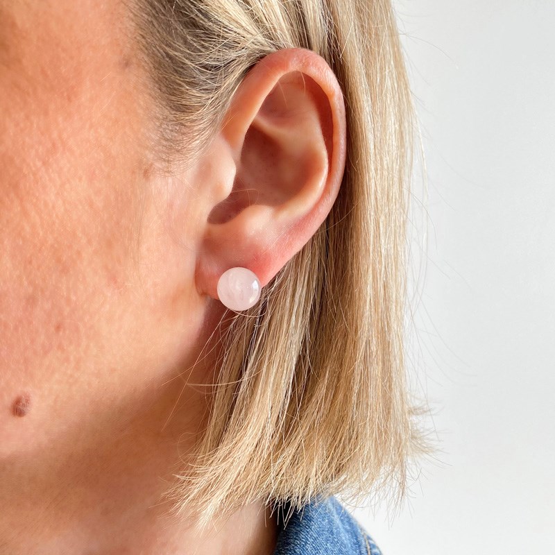 Boucles d'oreilles avec perles Quartz Rose - vue 2