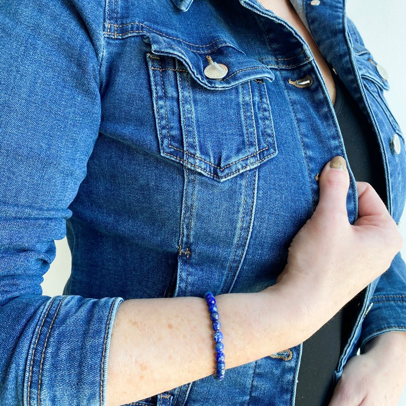 Bracelet extensible avec perles Lapis Lazuli - vue 2