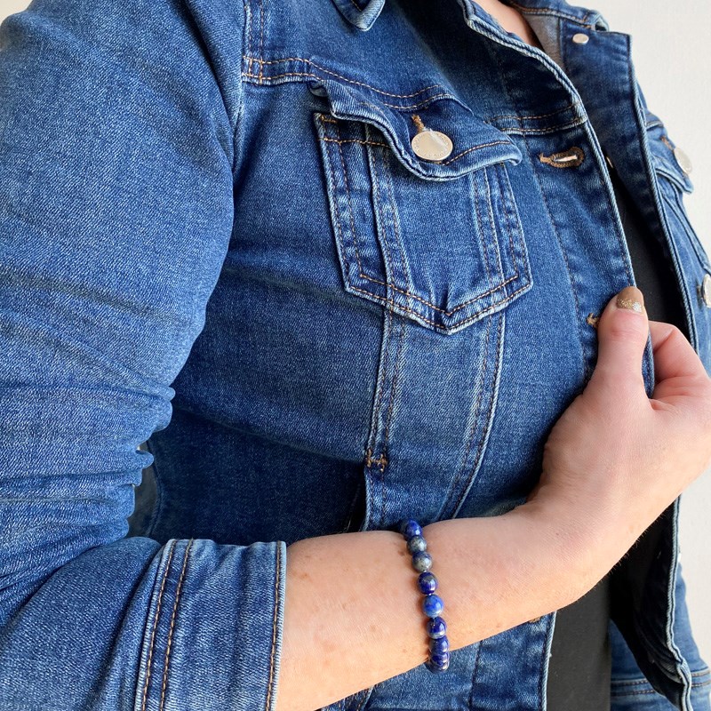 Bracelet extensible avec perles Lapis Lazuli - vue 2