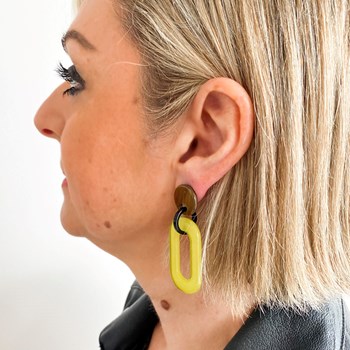 Boucles d'oreilles pendantes bicolores vert et marron