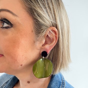 Green dangling earrings