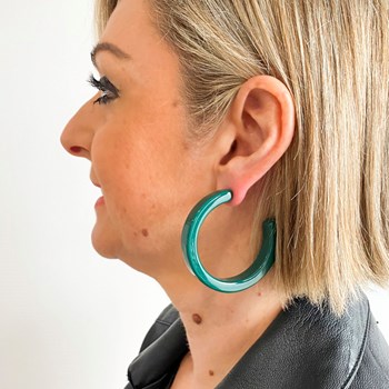 Blue-green creole earrings