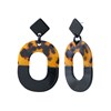 Boucles d'oreilles pendantes bicolores noires et motifs léopard - vue V1