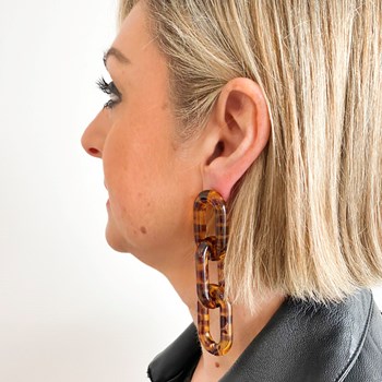 Leopard pattern dangling mesh earrings
