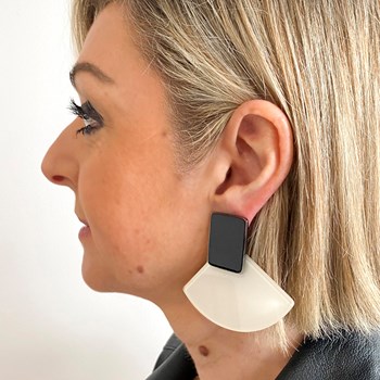 Two-tone black and white earrings