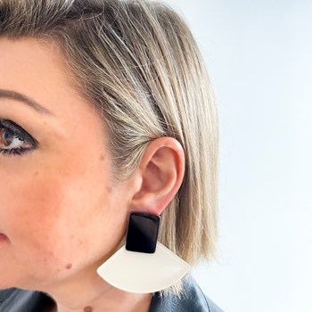 Two-tone black and white earrings