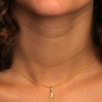 Collier - Pendentif Or Jaune Salamandre - Chaine Dorée