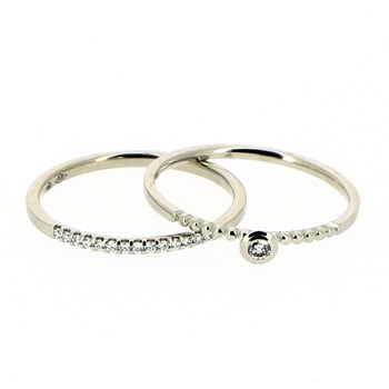 Bague 2 anneaux diamants - Or gris