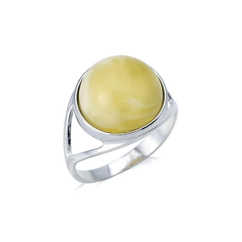 BAGUE ARGENT RHODIE AMBRE MIEL