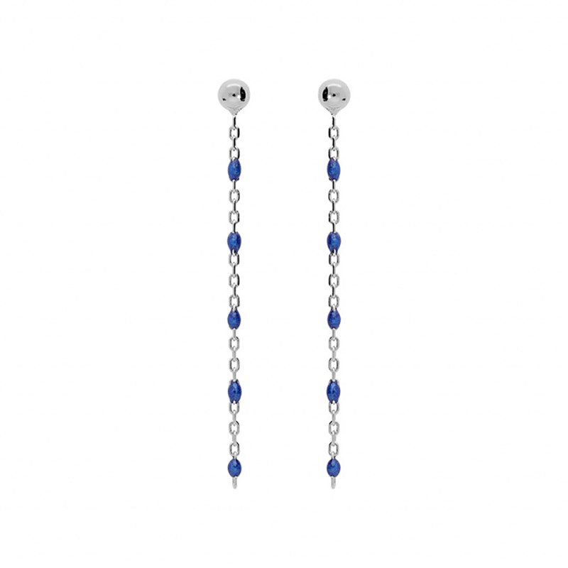 Boucles d'oreilles argent - Olives bleu foncé