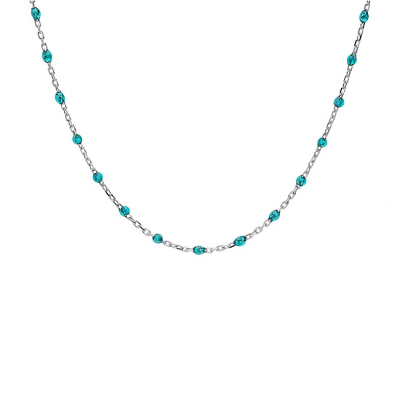 Collier argent - Olives bleues - vue 2