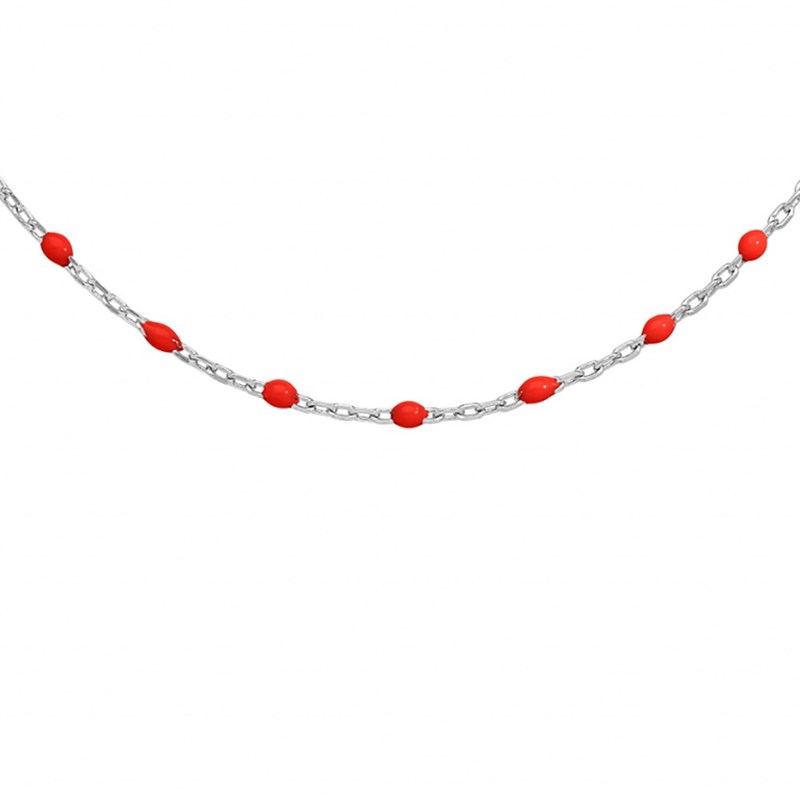 Collier argent - Olives rouges