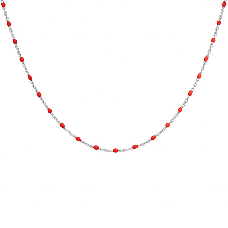 Collier argent - Olives rouges - vue 2